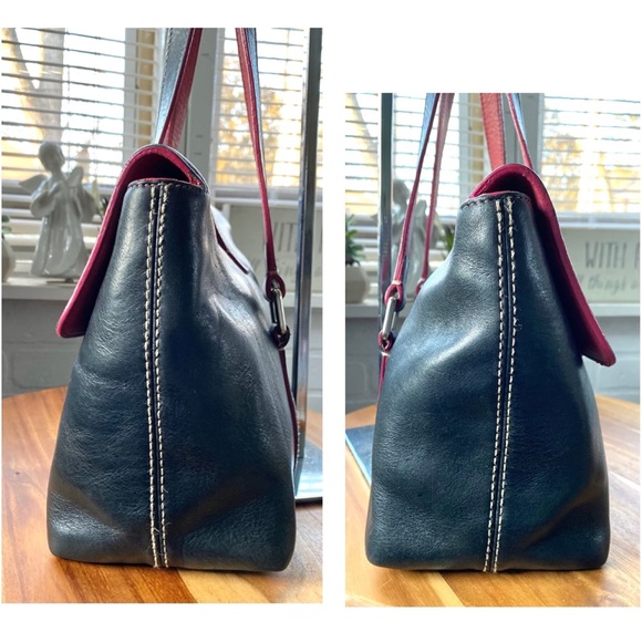 Vintage Dooney & Burke HEART Buckle Black Leather Shoulder Bag - Picture 10 of 13